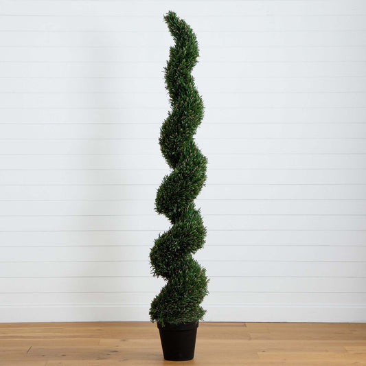 7' UV Resistant Artificial Rosemary Spiral Topiary Tree (Indoor/Outdoor)