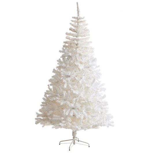 Sapin de Noël artificiel blanc de 7 pi avec 1 000 branches pliables