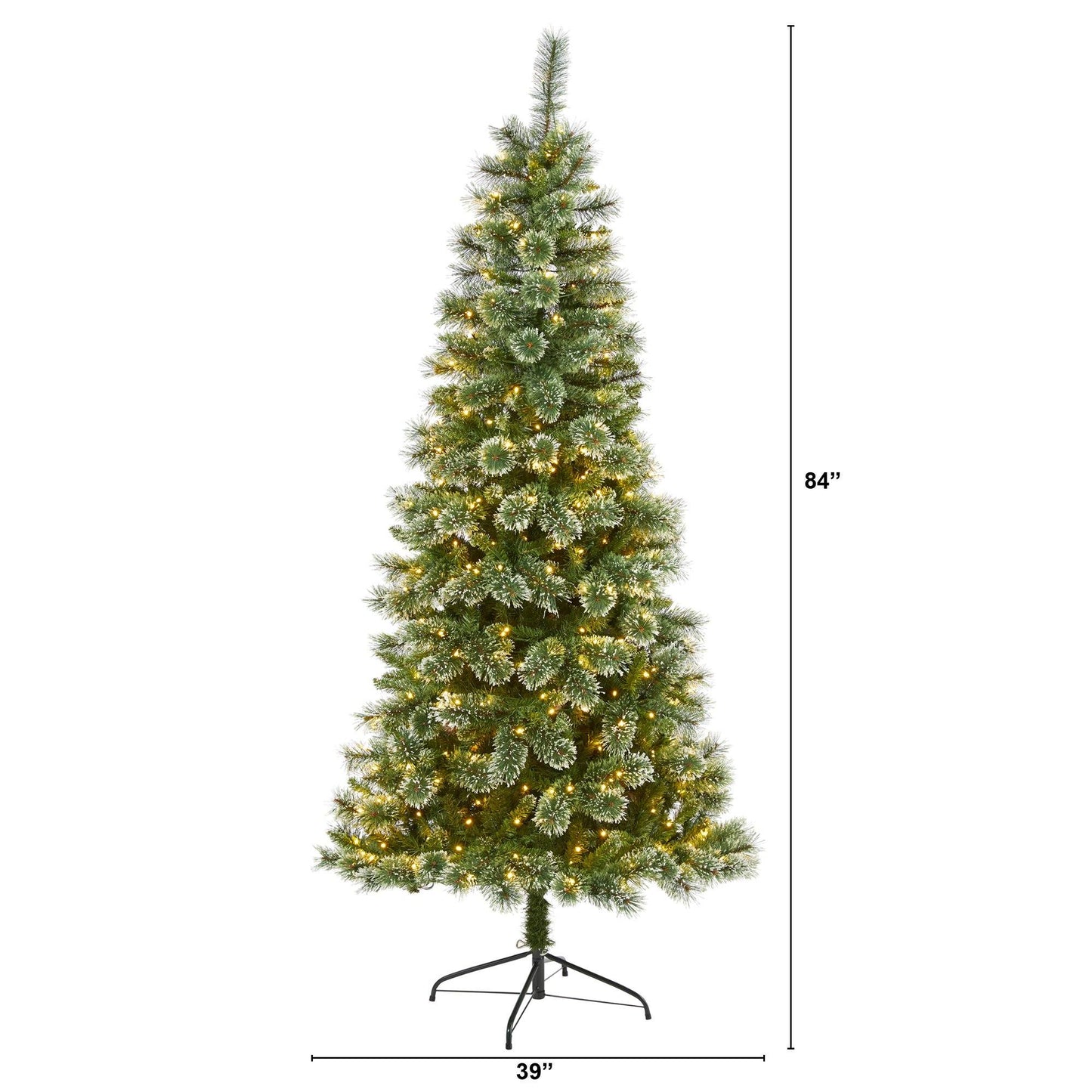 Sapin de Noël artificiel Wisconsin Slim Snow Tip de 7 pi avec 400 lumières LED transparentes