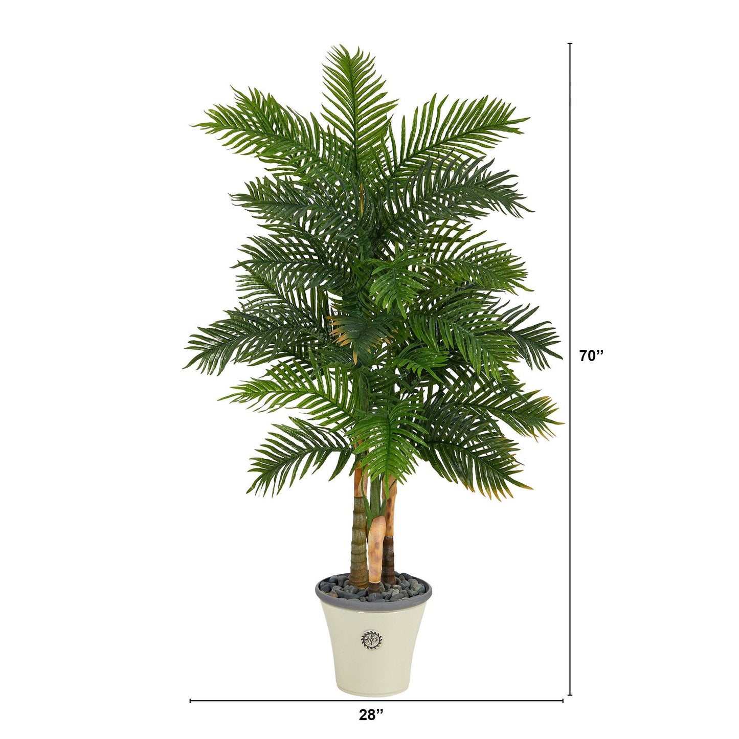 Palmera areca artificial de 70” en macetero decorativo (tacto real)