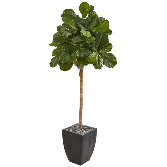 Árbol artificial de hoja de violín de 71" en macetero negro