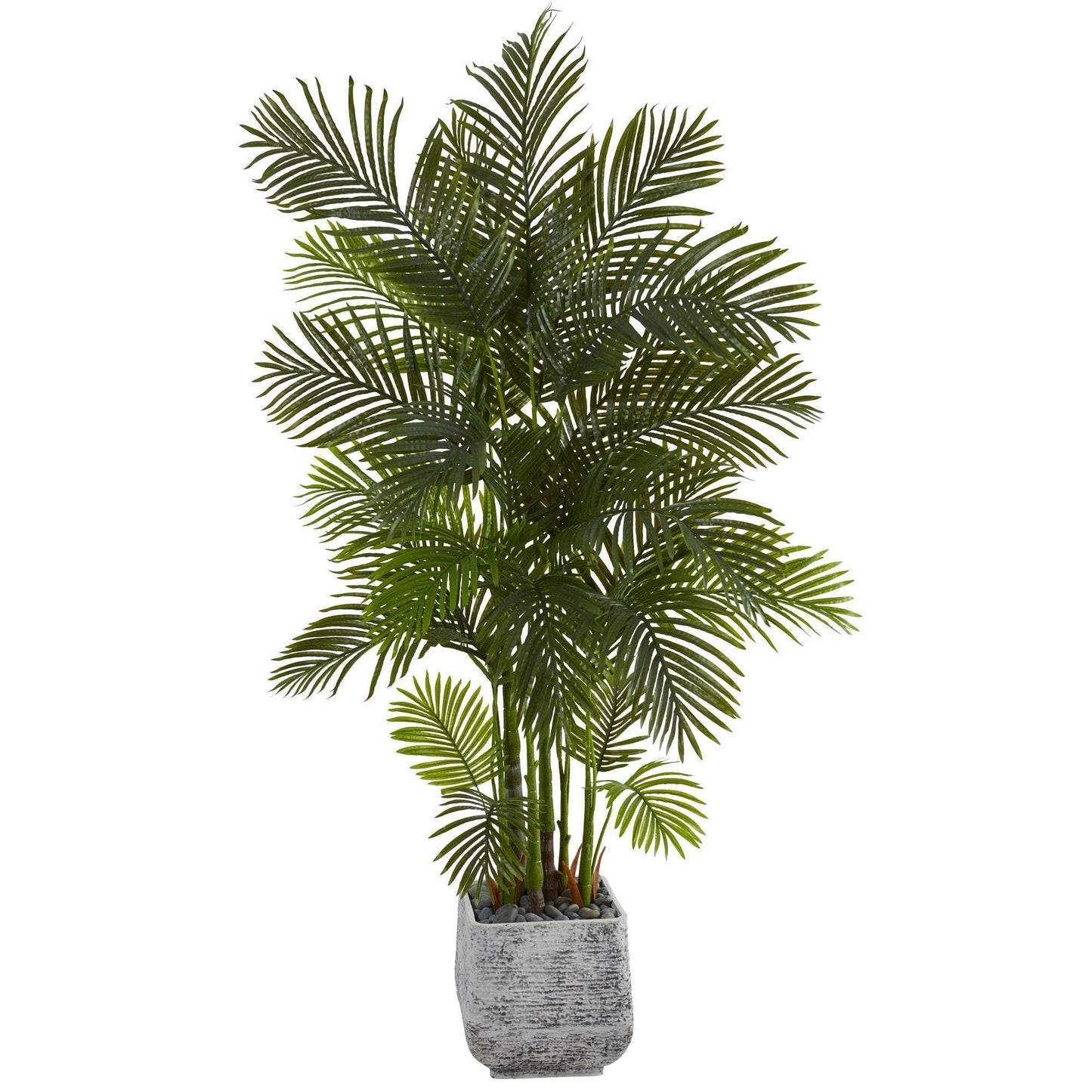 Palmier artificiel Areca de 75 po dans une jardinière blanche