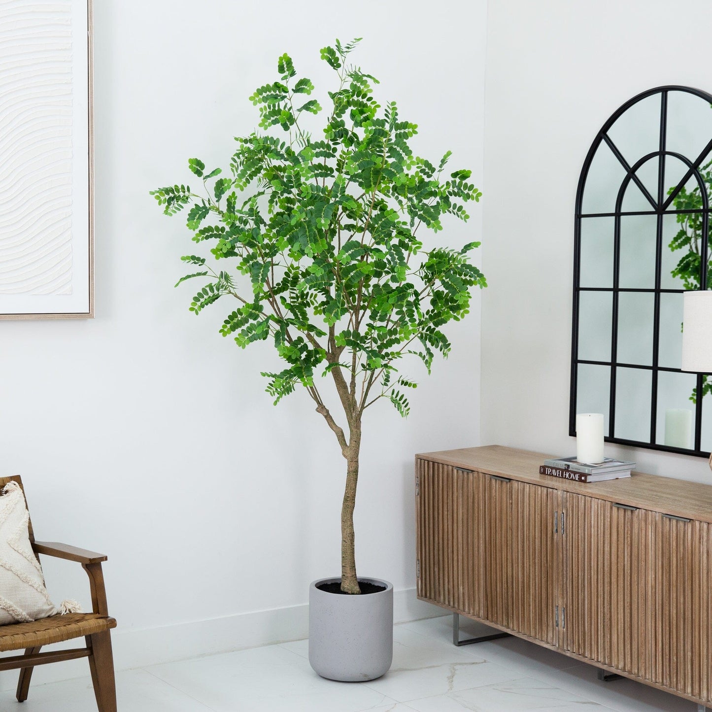 7.5’ Artificial Greco Locust Citrus Tree in Decorative Planter