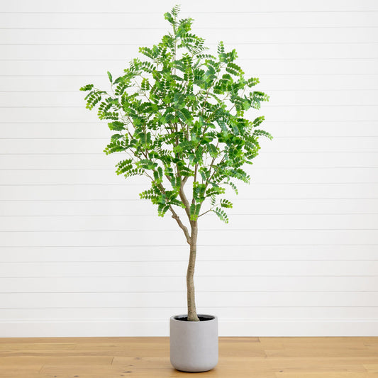 7.5’ Artificial Greco Locust Citrus Tree in Decorative Planter