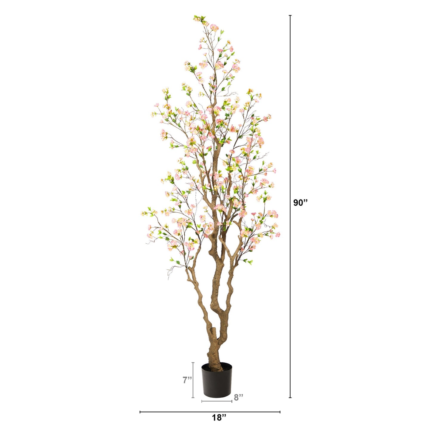 Arbre artificiel en fleurs de cerisier de 7,5 pi