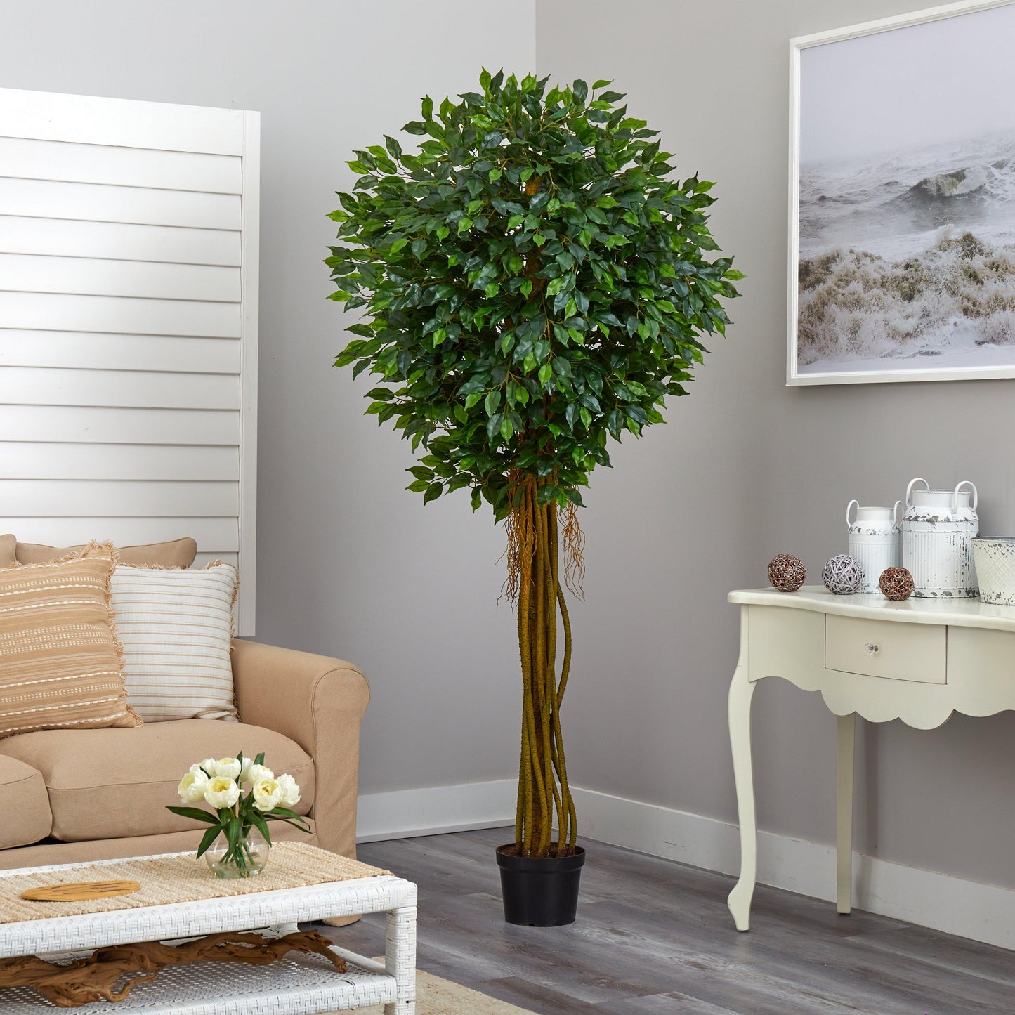 Arbre ficus de 7,5 pi résistant aux UV (intérieur/extérieur)