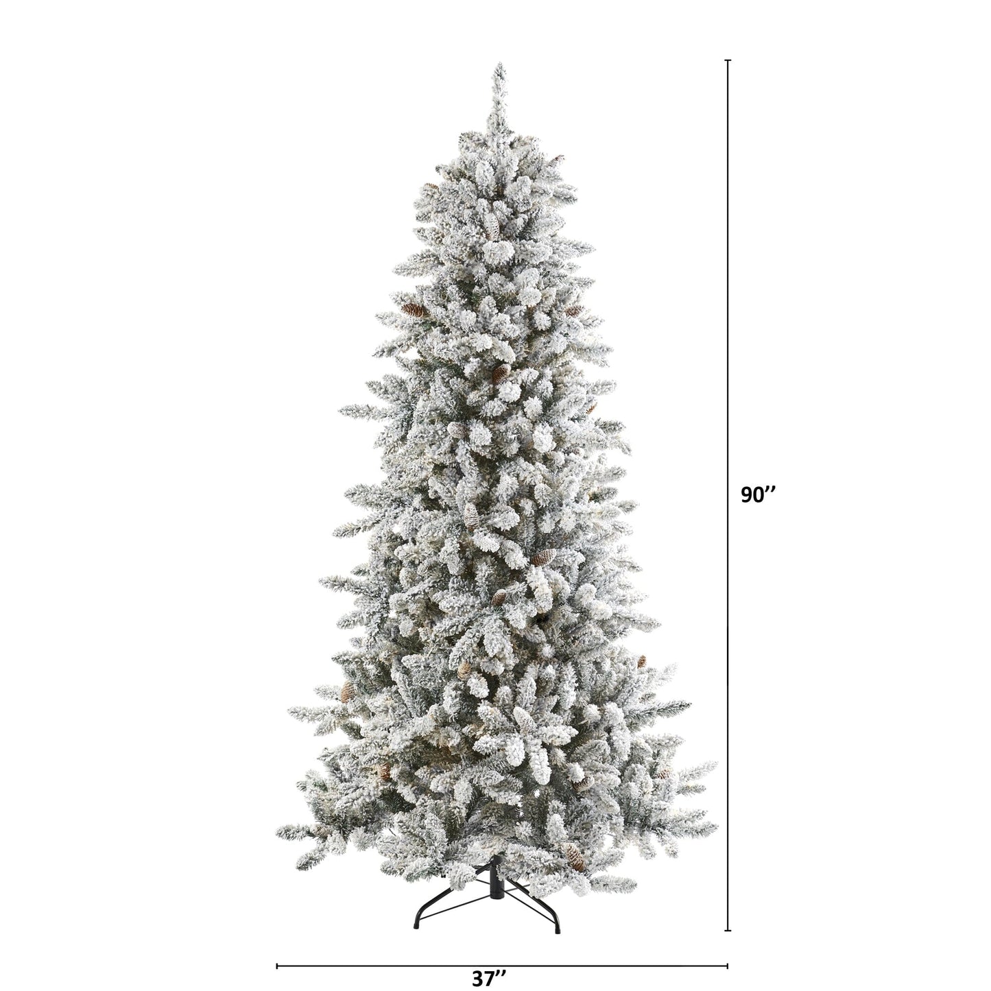 7.5’ Flocked Livingston Fir Artificial Christmas Tree with Pine Cones and 1336 Bendable Branches