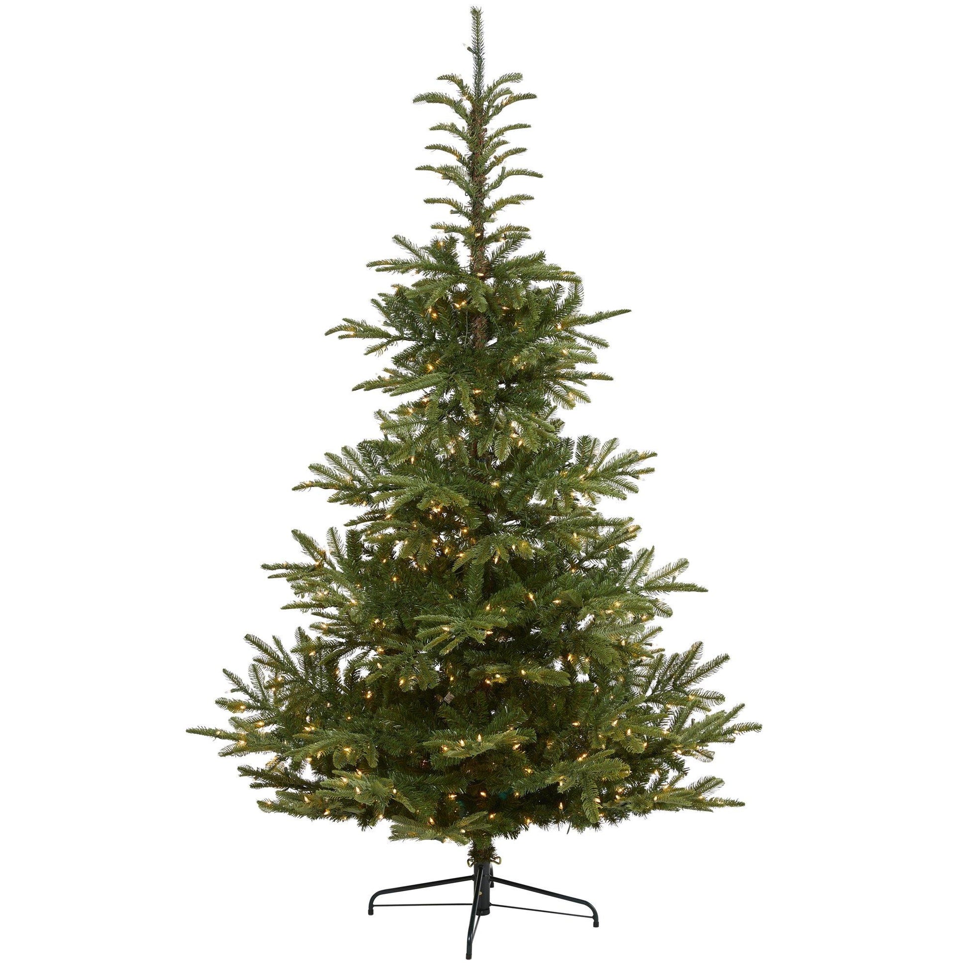 7.5’ Layered Washington Spruce Artificial Christmas Tree with 550 Clear LED Lights and 1325 Bendable Branches - Green