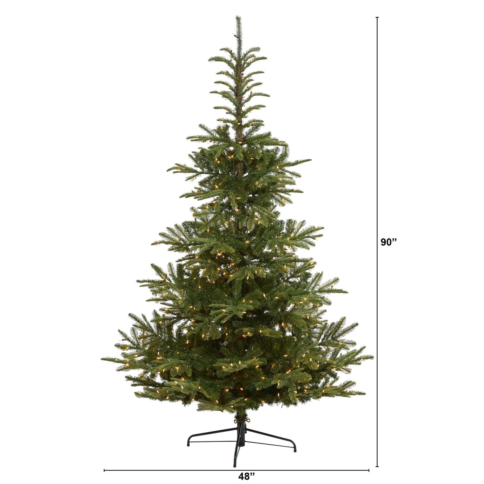 7.5’ Layered Washington Spruce Artificial Christmas Tree with 550 Clear LED Lights and 1325 Bendable Branches - Green