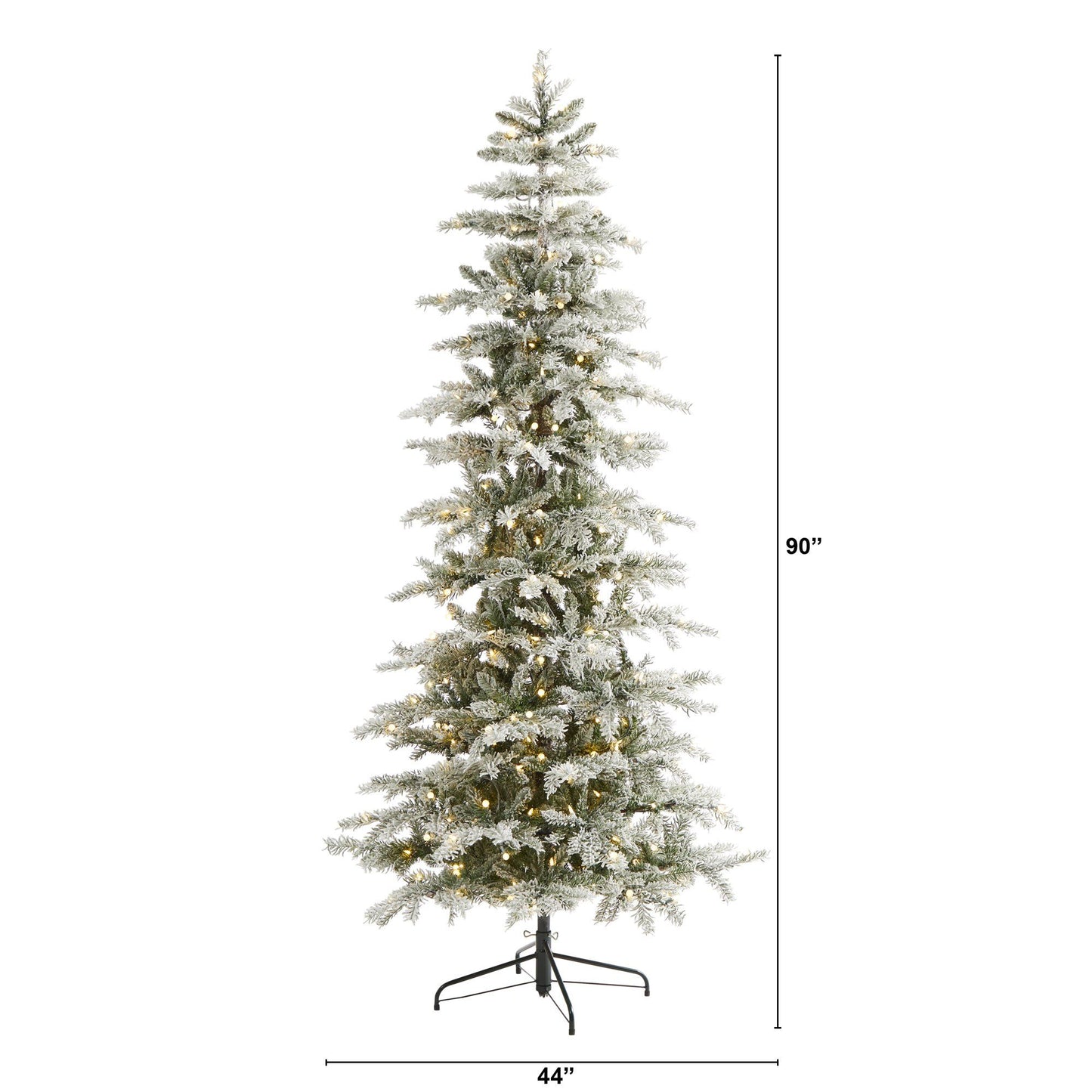 Árbol de Navidad artificial de abeto de Nueva Escocia flocado y delgado de 7,5 pies con 450 luces LED de color blanco cálido y 909 ramas flexibles