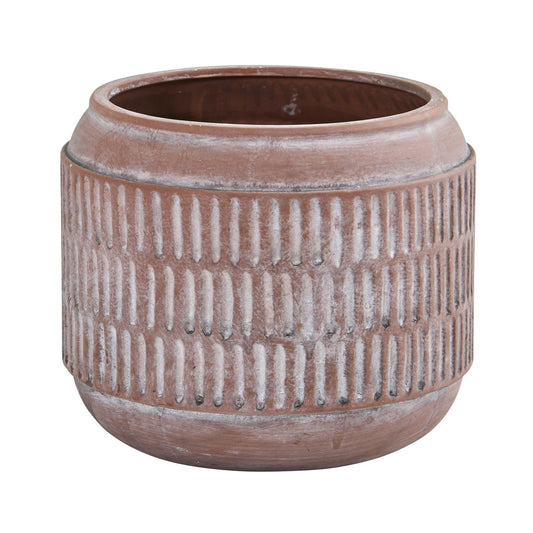 8” Boho Chic Ceramic Embossed Planter