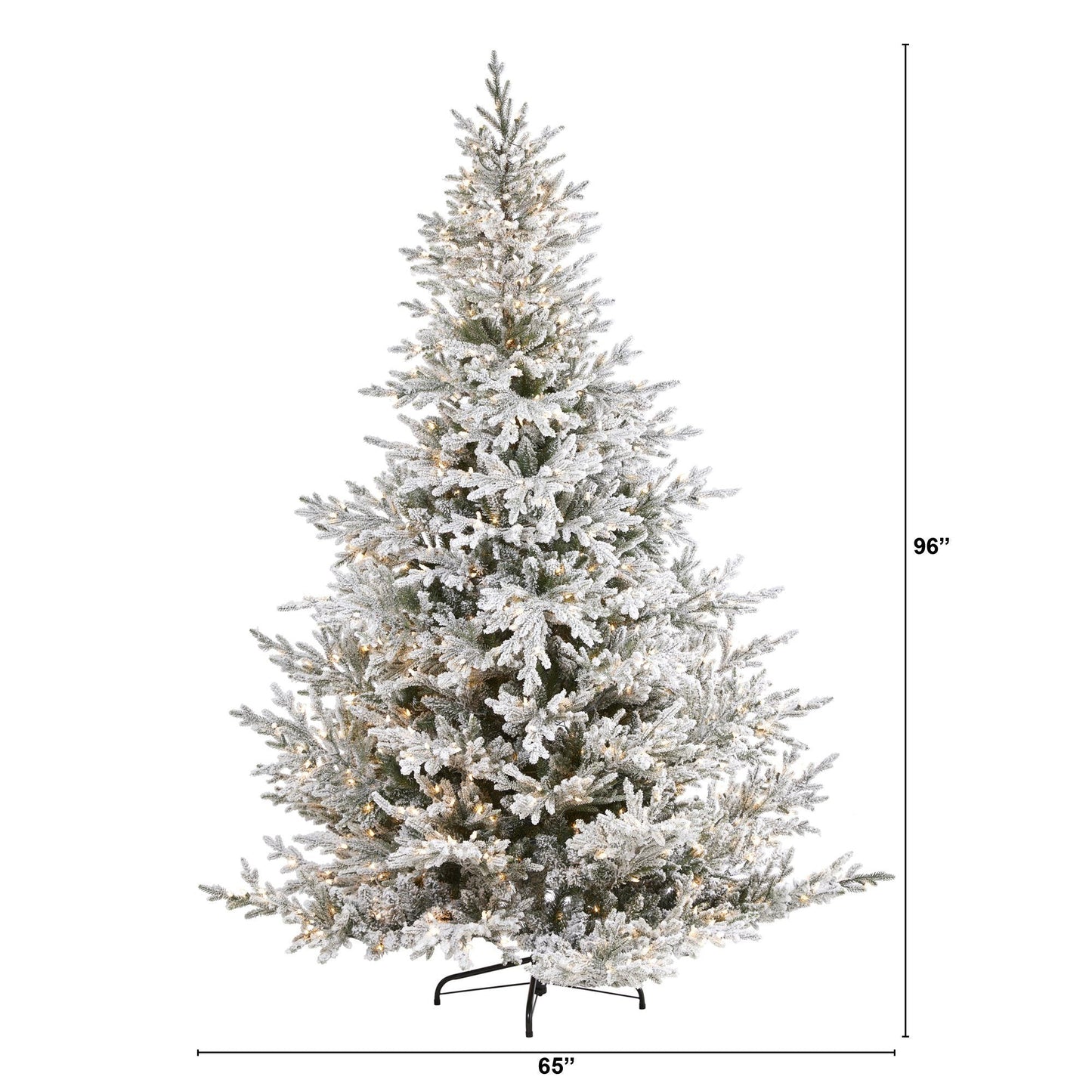 Árbol de Navidad artificial de abeto de Fraser flocado de 8 pies con 800 luces blancas cálidas y 4892 ramas flexibles