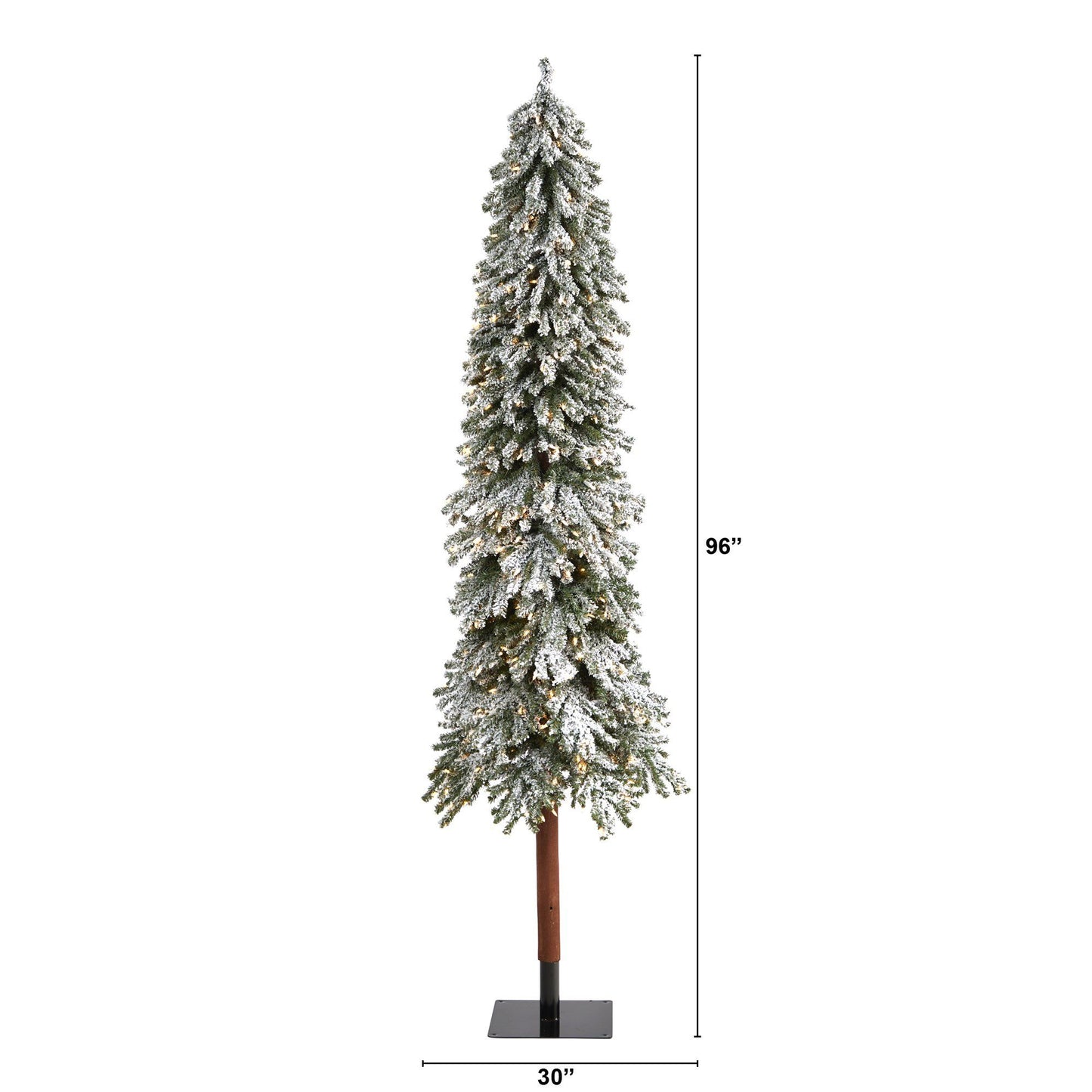 Árbol de Navidad artificial Grand Alpine flocado de 8 pies con 500 luces y 1051 ramas sobre tronco natural