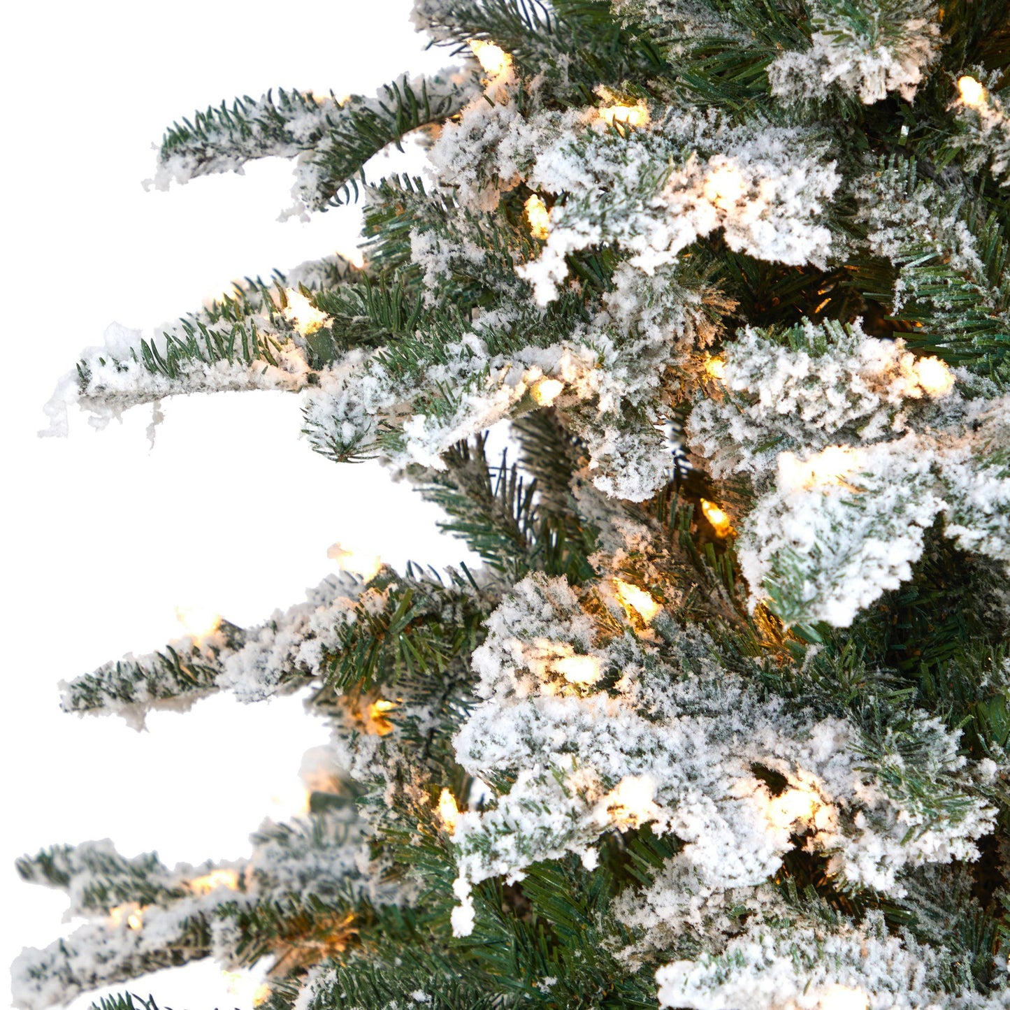 8’ Flocked North Carolina Fir Artificial Christmas Tree with 650 Warm White Lights and 2593 Branches