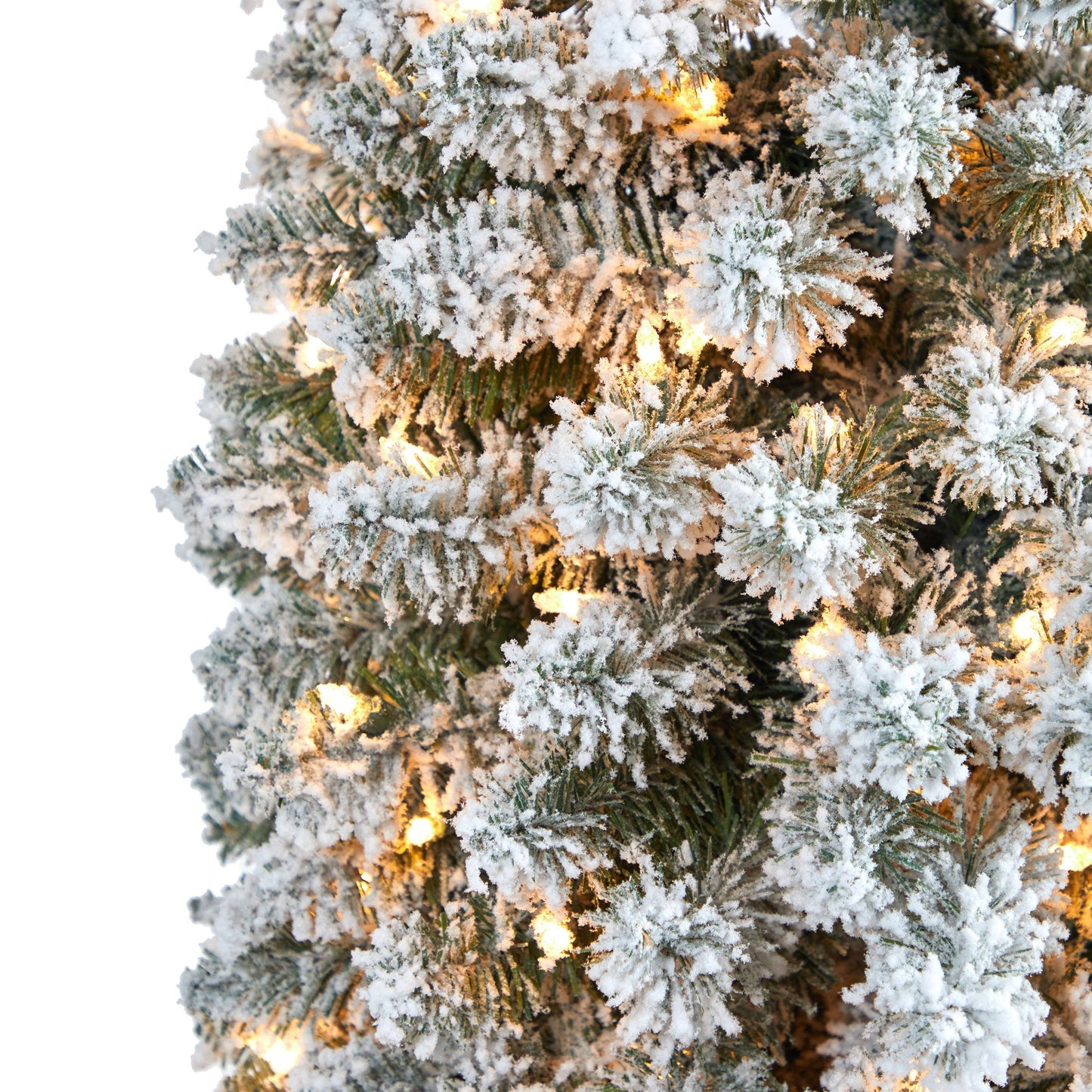 8’ Flocked Pencil Artificial Christmas Tree with 500 Clear Lights and 646 Bendable Branches