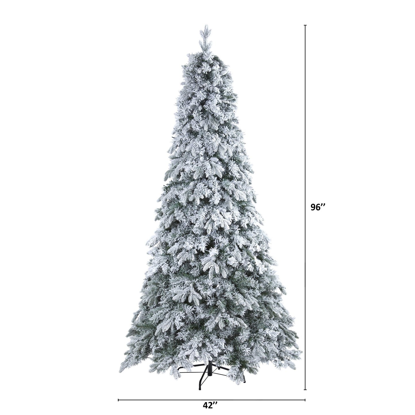 Árbol de Navidad artificial de pino mixto de Vermont flocado de 8 pies con 600 luces LED