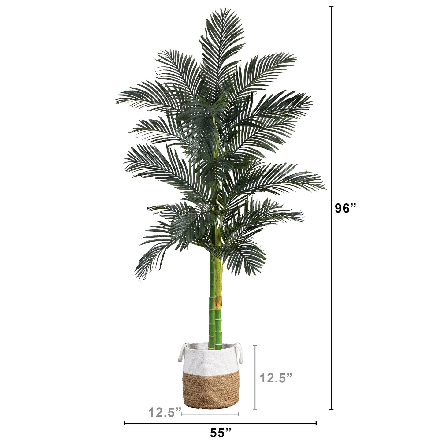 8’ Golden Cane Artificial Palm Tree in Handmade Natural Cotton Planter