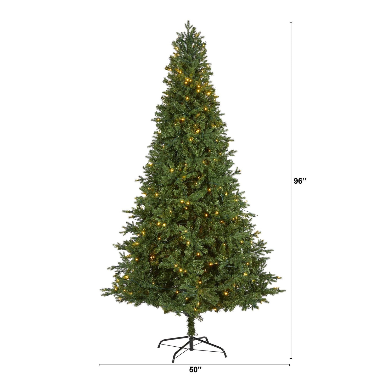 Árbol de Navidad artificial de abeto de Vermont de 8 pies con 450 luces LED transparentes