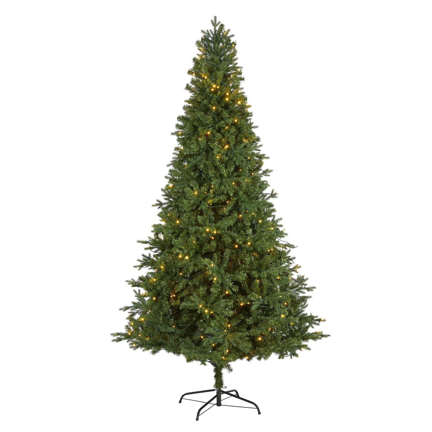 Árbol de Navidad artificial de abeto de Vermont de 8 pies con 450 luces LED transparentes