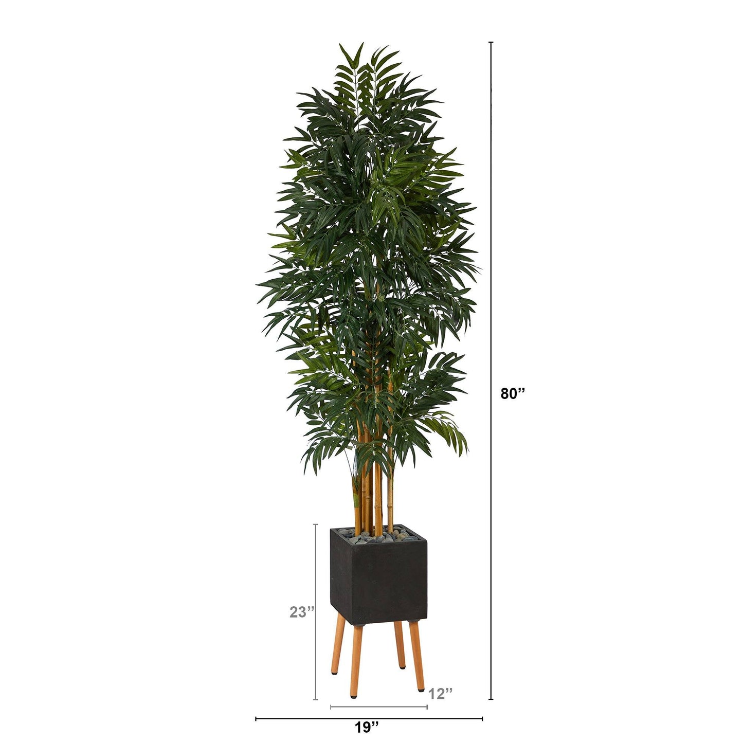 Palmera artificial Phoenix de 80" en macetero negro con soporte