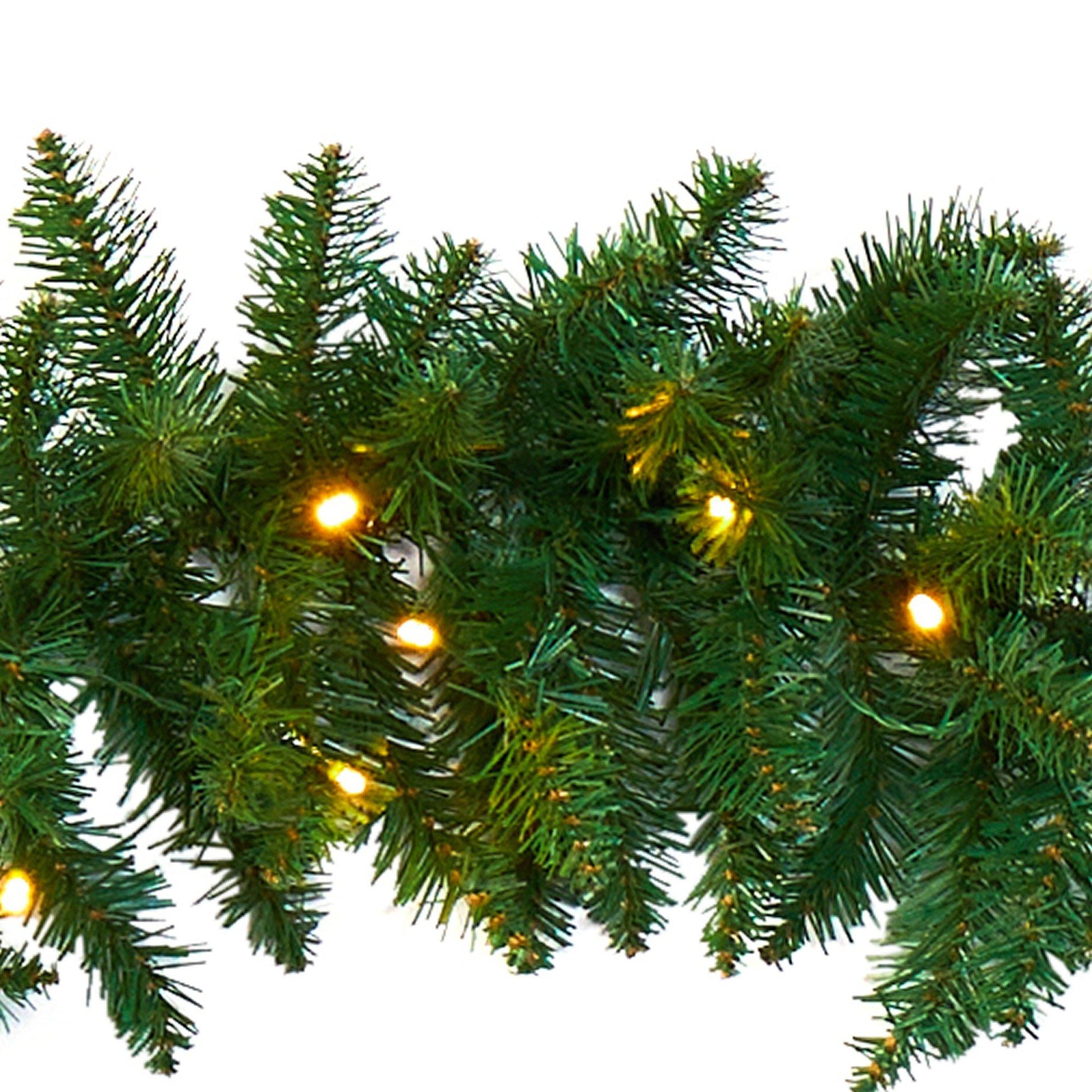 9’ Christmas Pine Artificial Garland with 50 Warm White LEDs Lights - Nearly Natural
