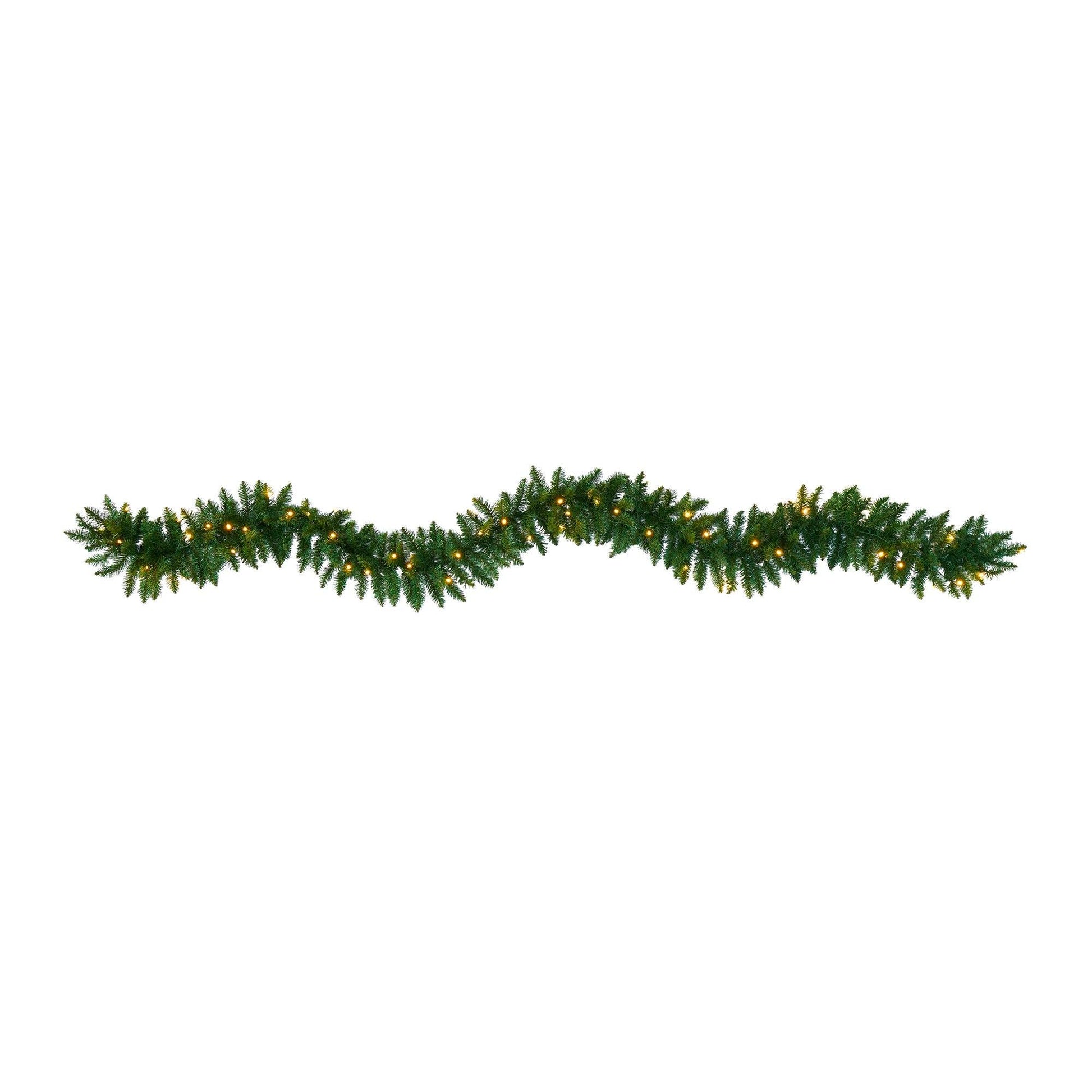 9’ Christmas Pine Artificial Garland with 50 Warm White LEDs Lights - Nearly Natural