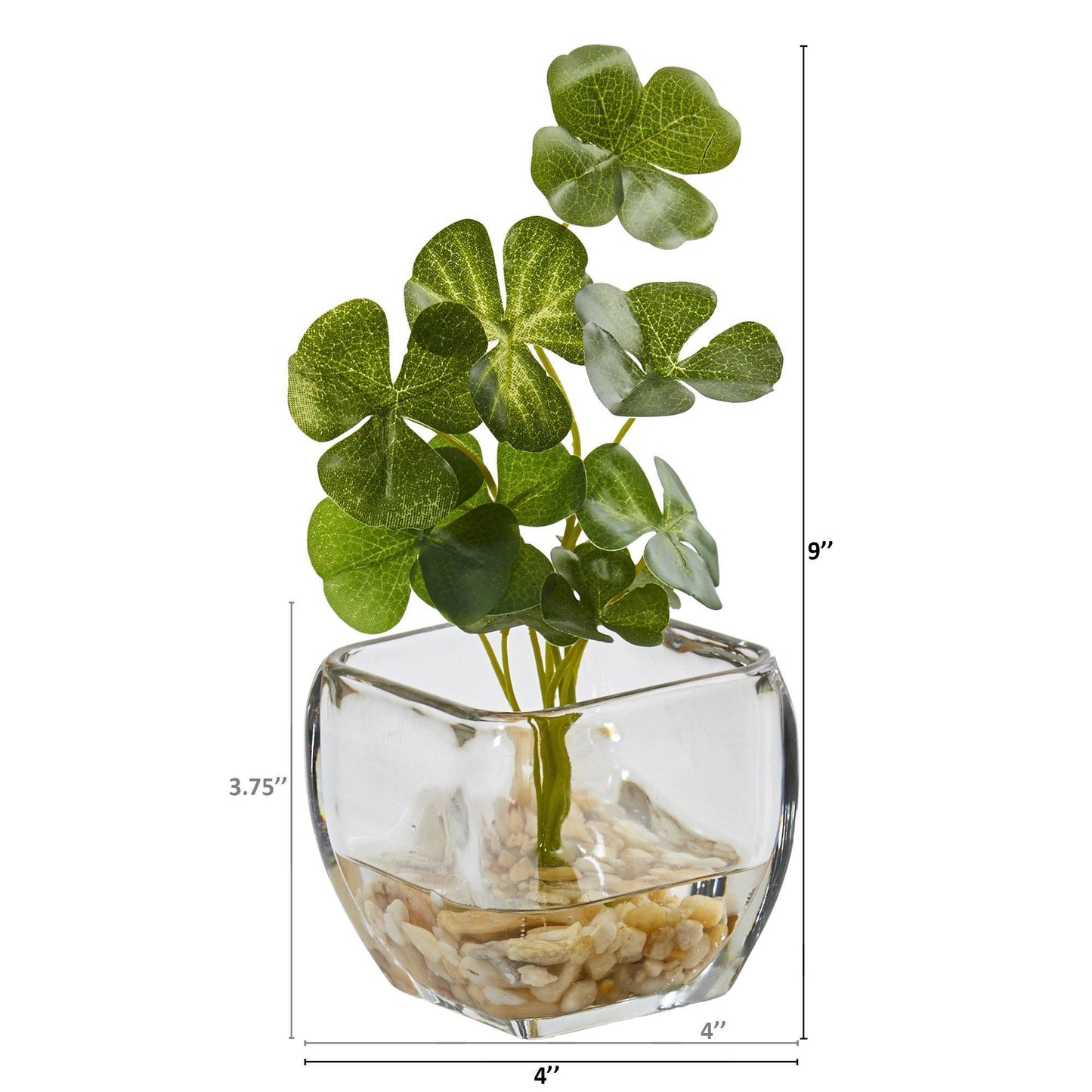 9” Clover Artificial Plant in Glass Planter (Set of 2)