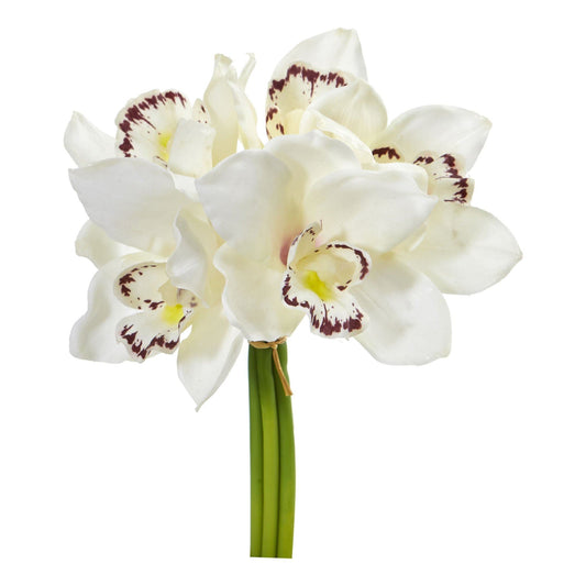 Paquete de flores artificiales de orquídea Cymbidium de 9" (juego de 6)