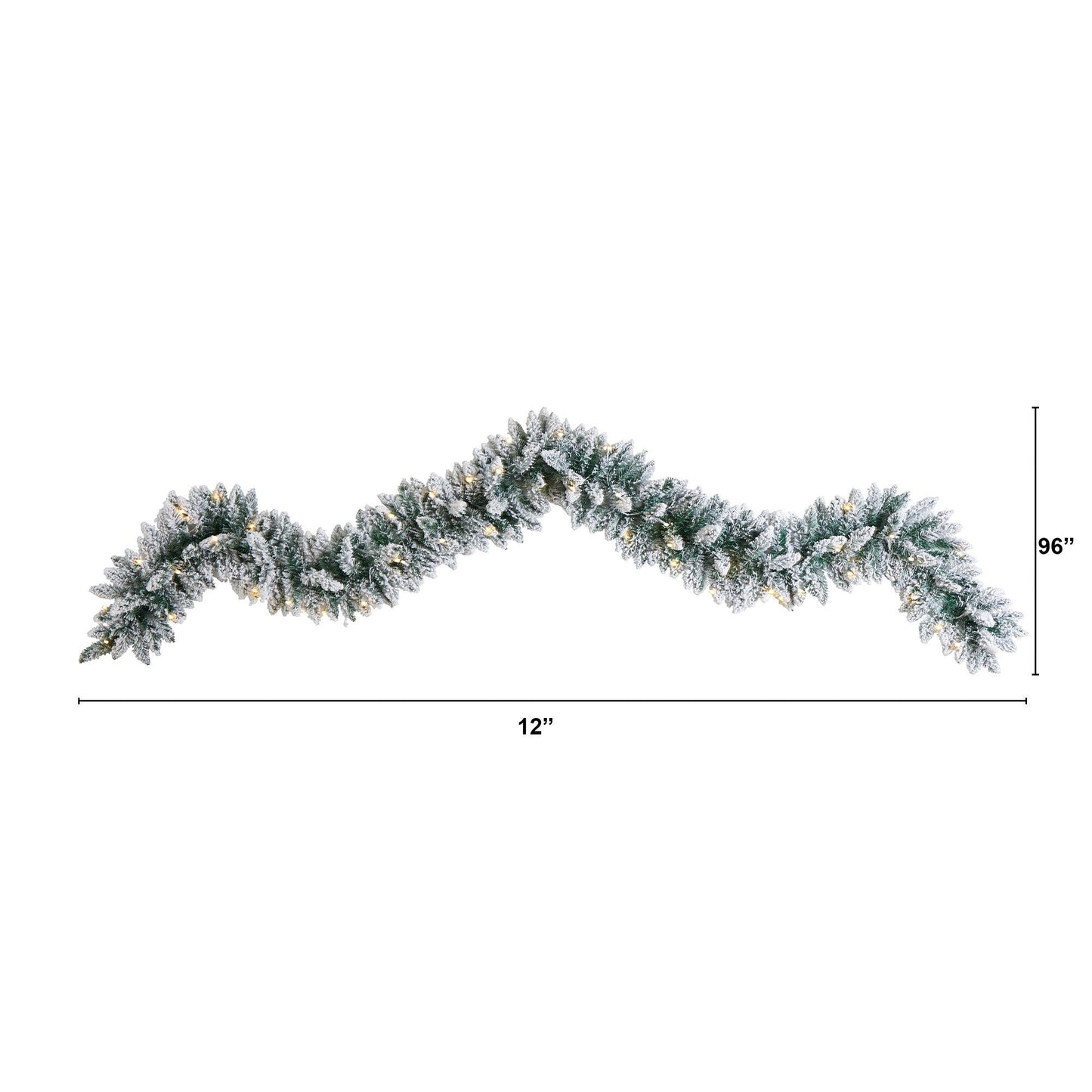 Guirlande de Noël artificielle floquée de 9 pi avec 50 lumières LED blanc chaud