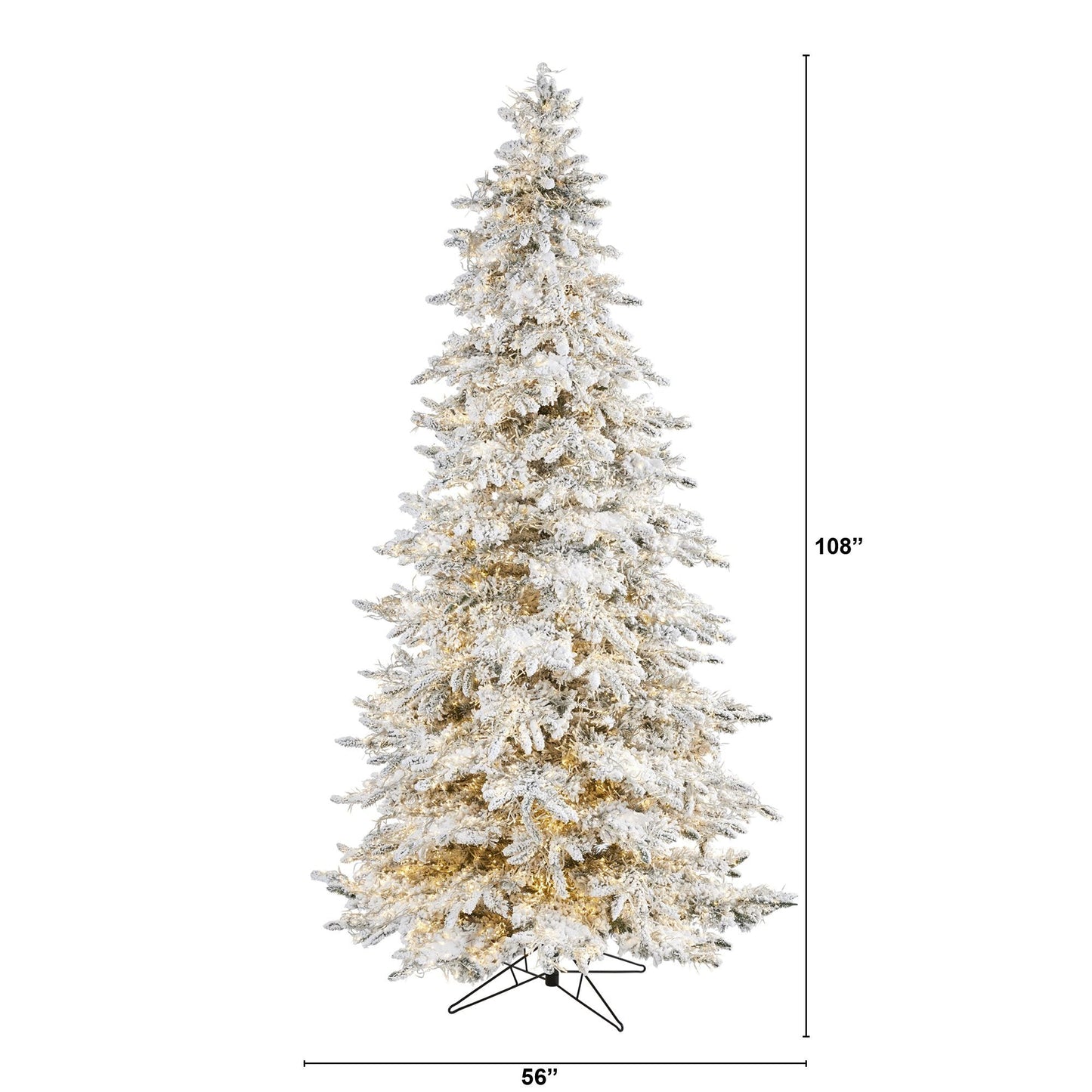 Árbol de Navidad artificial de abeto rocoso del norte flocado de 9 pies con 8208 luces LED multifunción y 1818 ramas flexibles