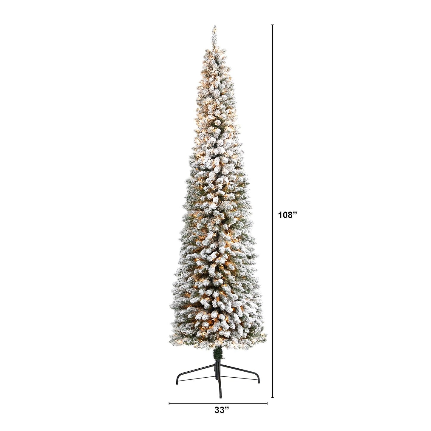 Sapin de Noël artificiel floqué de 9 pi avec 600 lumières transparentes et 896 branches pliables