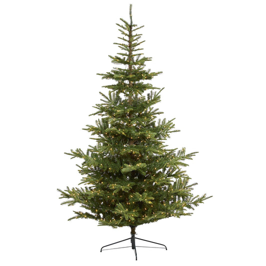 9’ Layered Washington Spruce Artificial Christmas Tree with 750 Clear LED Lights and 2055 Bendable Branches - Green
