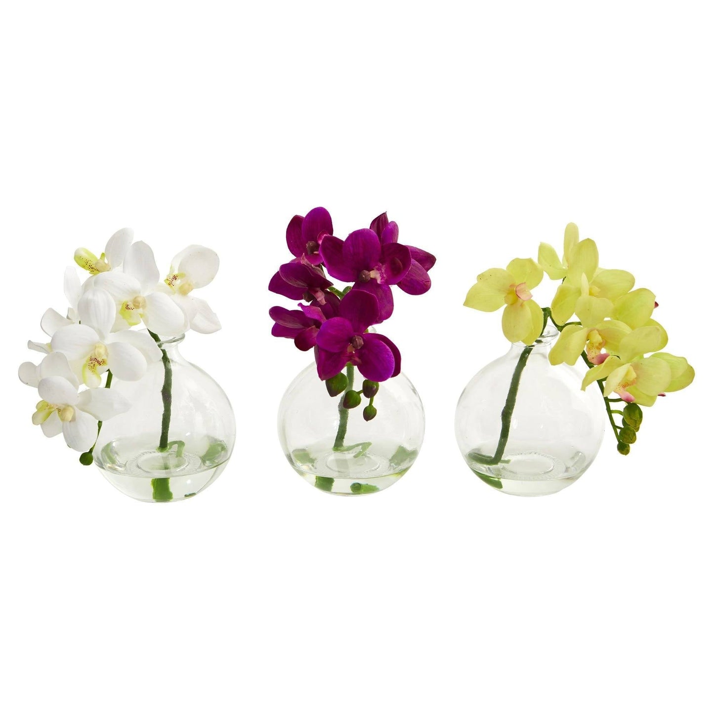 Arrangement artificiel d'orchidée Phalaenopsis 9 po dans un vase (Ensemble de 3)