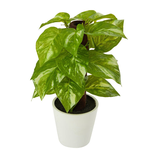 Plante artificielle Pothos de 9 po dans une jardinière blanche (Real Touch)