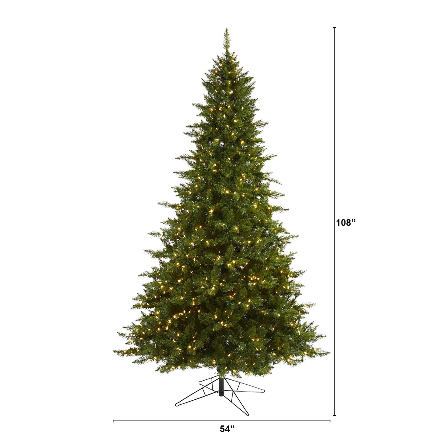 Sapin de Noël artificiel en épicéa du Vermont de 9 pi avec 850 lumières LED blanc chaud (multifonctionnelles) avec technologie de connexion instantanée et 1984 branches pliables