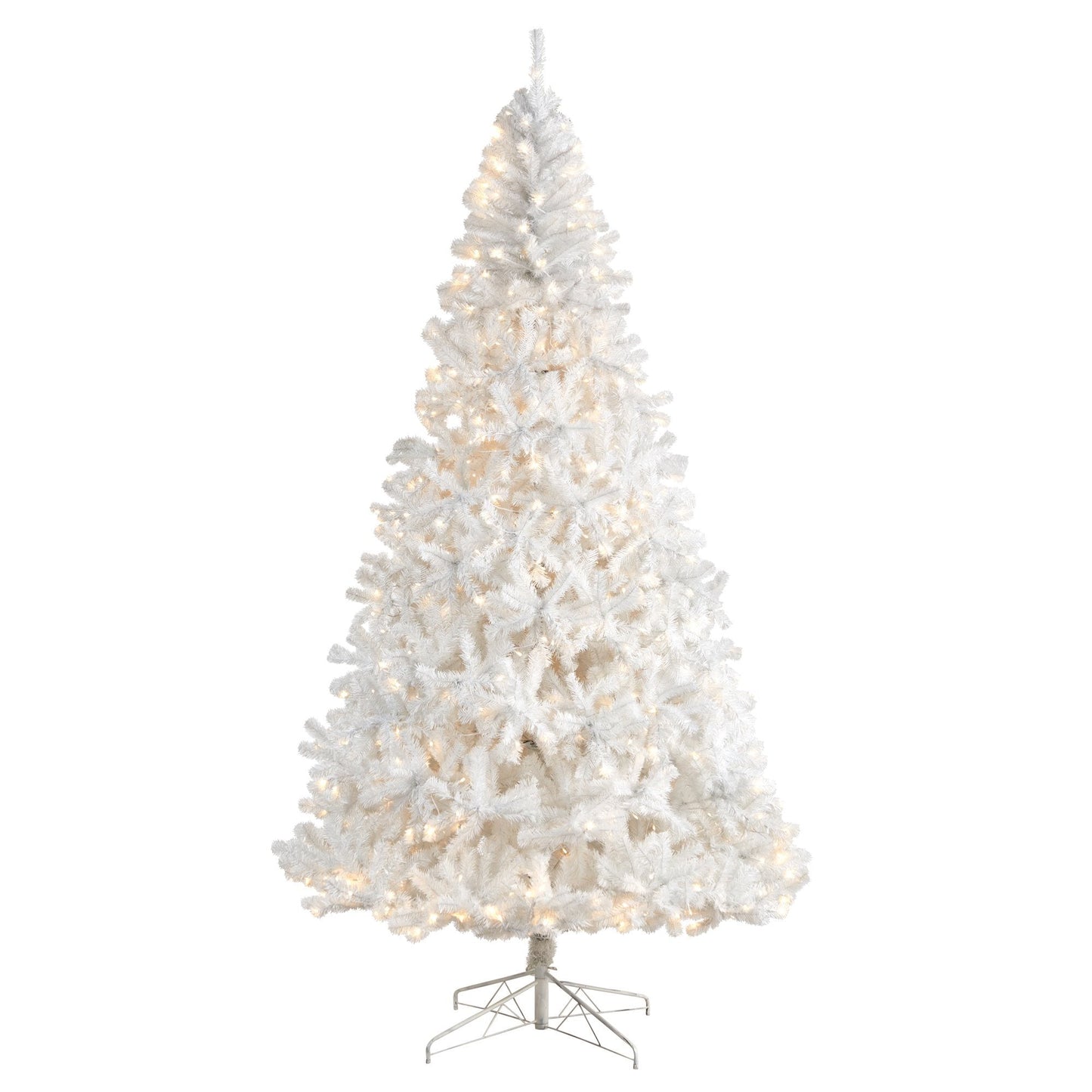 Árbol de Navidad artificial blanco de 9 pies con 1860 ramas flexibles y 650 luces LED