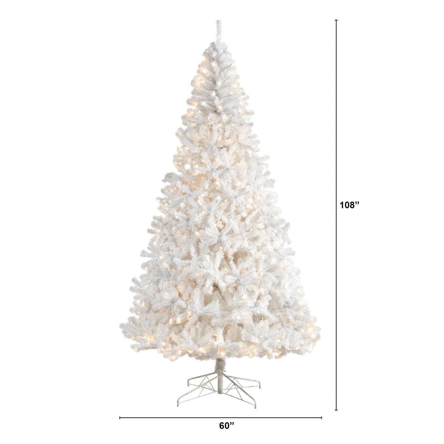 Árbol de Navidad artificial blanco de 9 pies con 1860 ramas flexibles y 650 luces LED