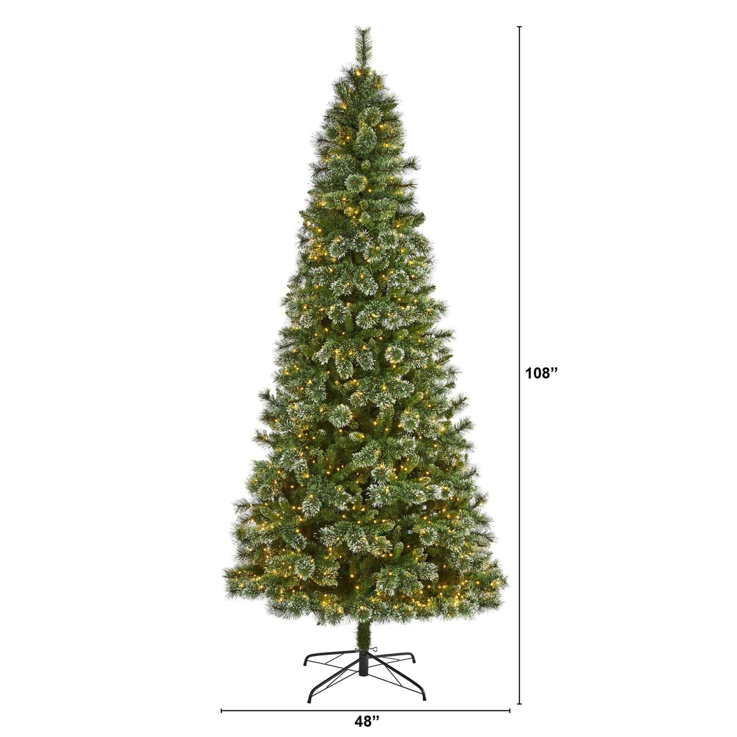 Sapin de Noël artificiel Wisconsin Slim Snow Tip de 9 pi avec 800 lumières LED transparentes