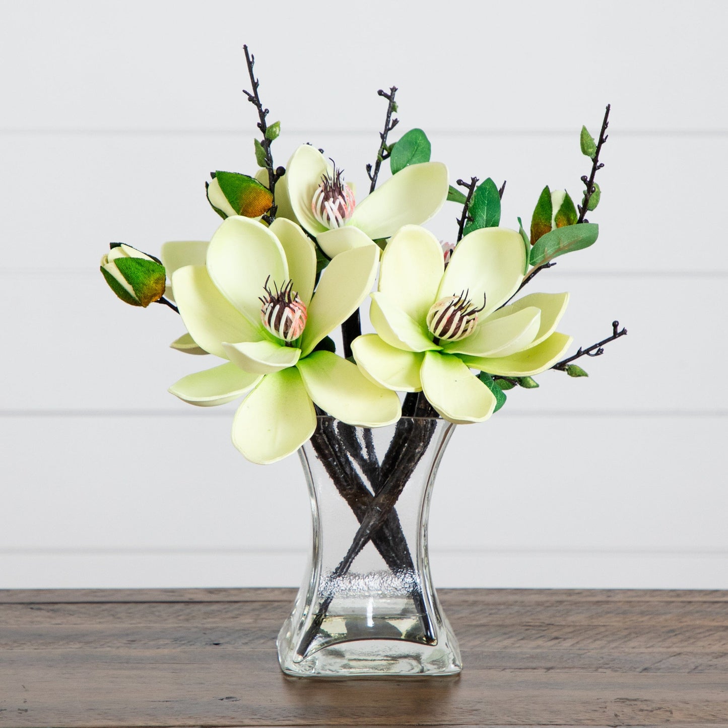 Arrangement de magnolia artificiel avec vase