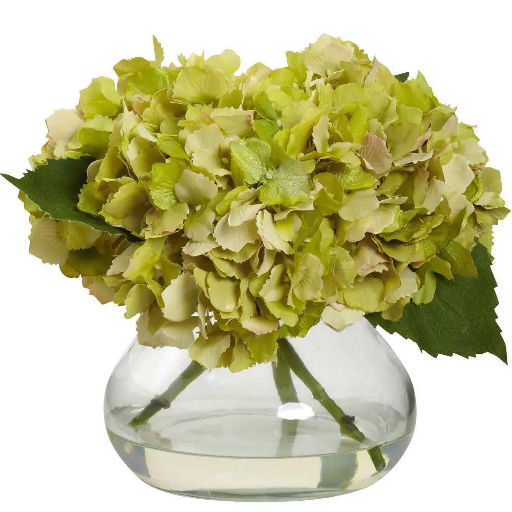Artificial Blooming Hydrangea in Vase - Green - Nearly Natural