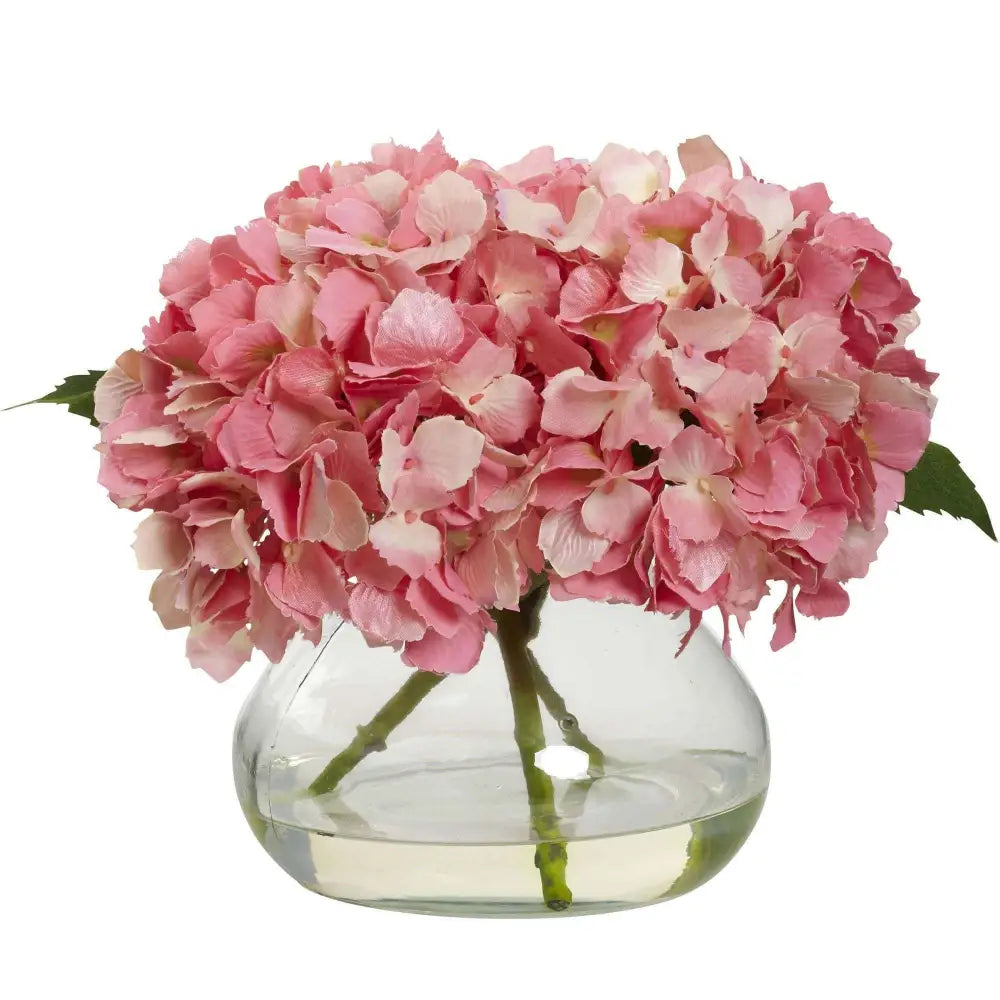 Artificial Blooming Hydrangea in Vase - Pink - Nearly Natural