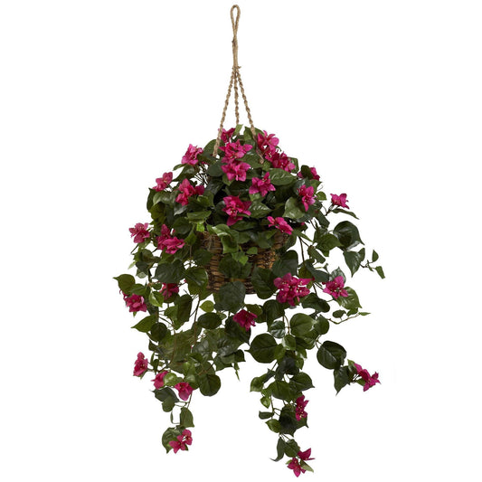 Panier suspendu en soie de bougainvilliers