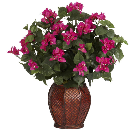 Bougainvillier avec plante en soie en vase