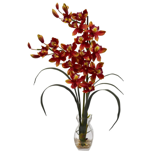 Orquídea Cymbidium con arreglo en jarrón