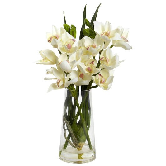 Orchidée Cymbidium avec vase