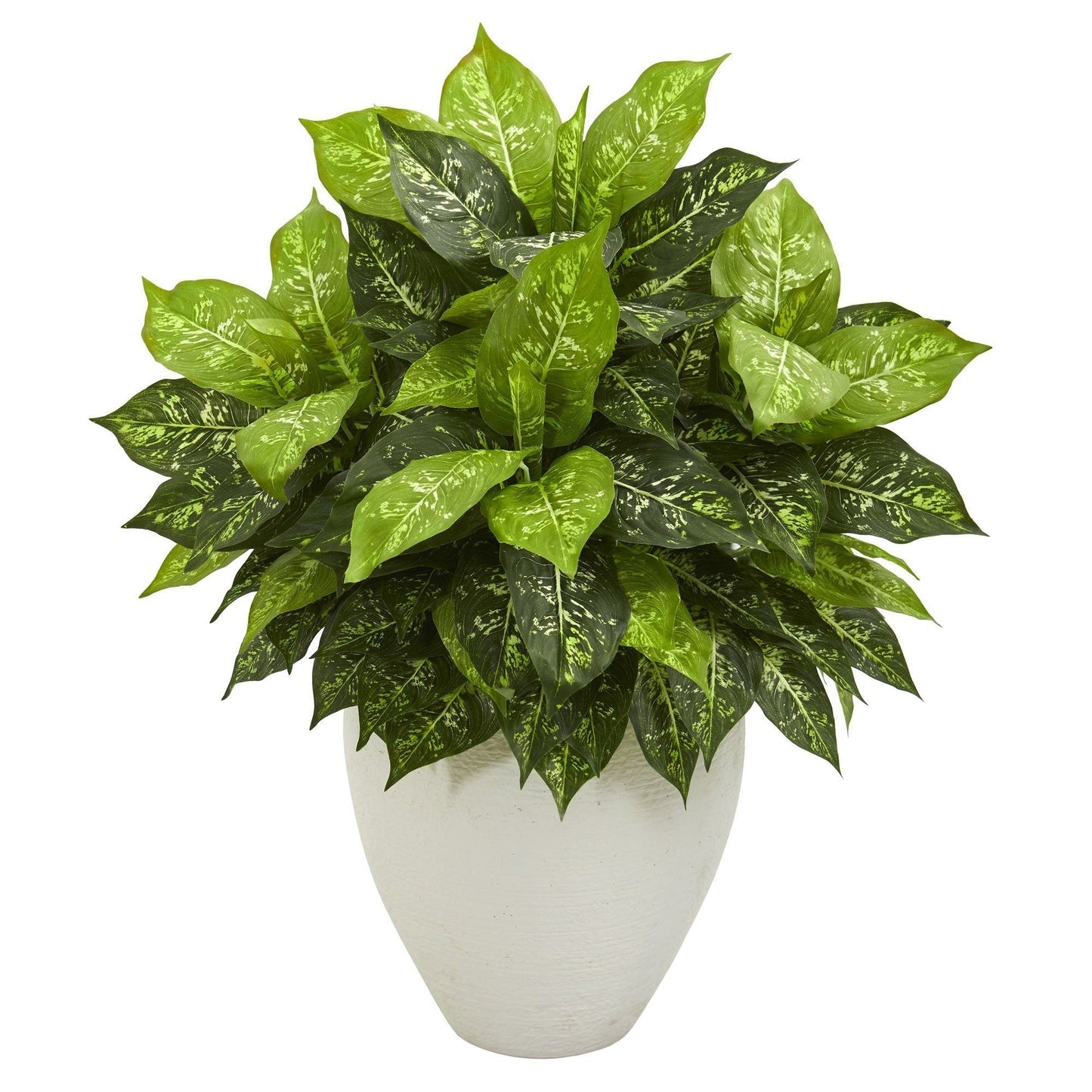 Planta artificial Dieffenbachia en jardinera blanca