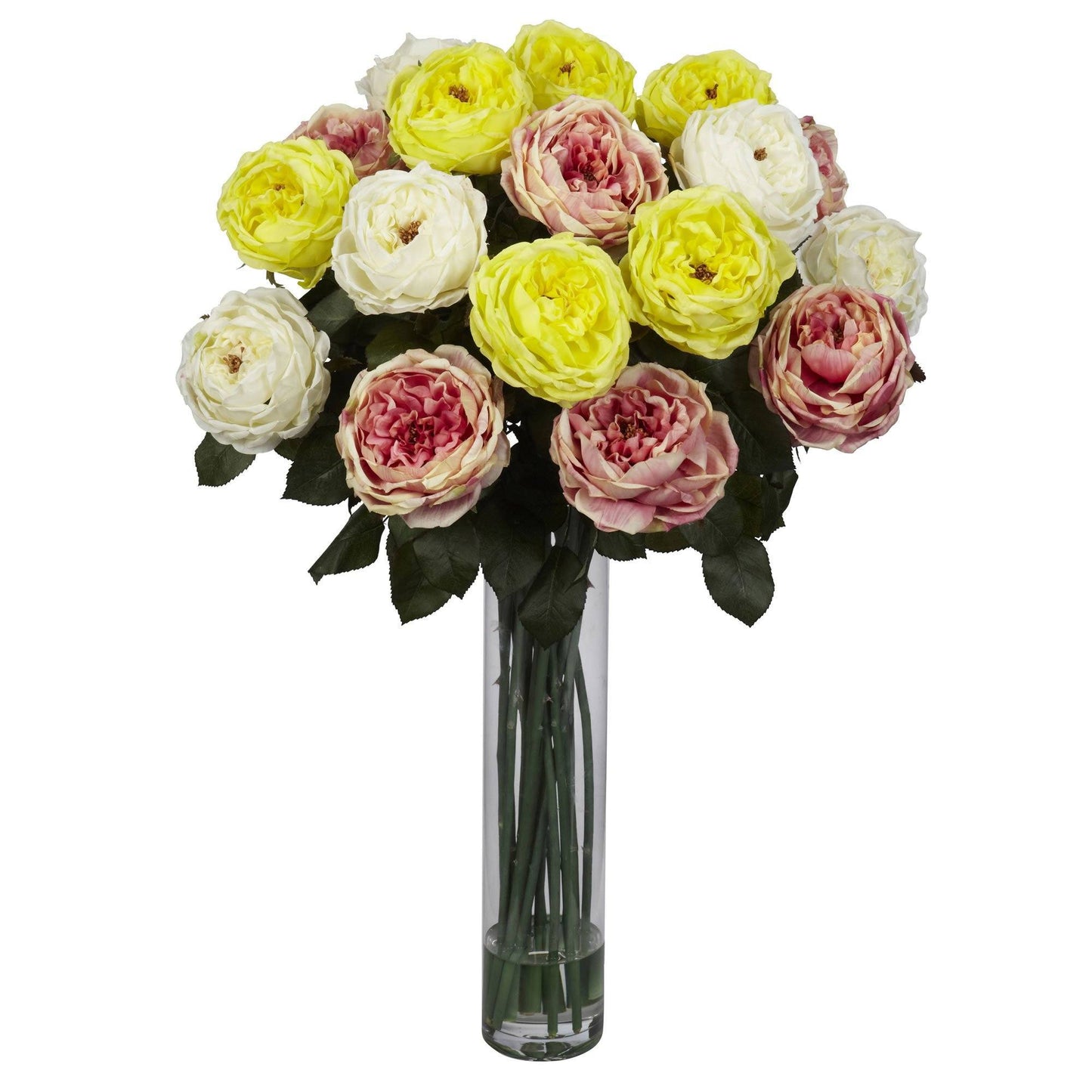 Arreglo floral de seda con rosas de lujo