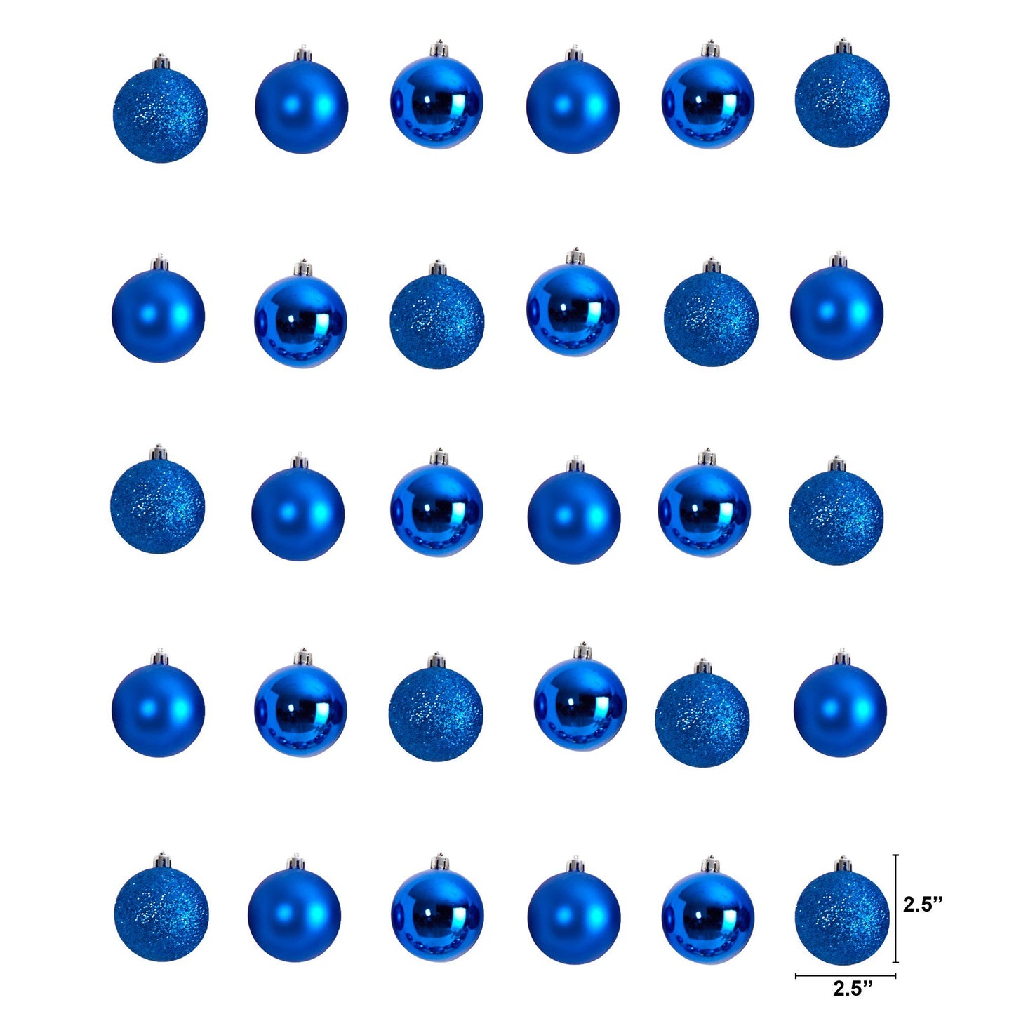 Lot de 30 décorations de Noël incassables de 2,5 pouces avec récipient de rangement réutilisable