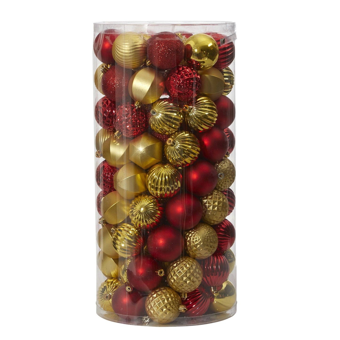 Juego de adornos navideños irrompibles para árbol de Navidad, 101 unidades, 60 mm, con tubo reutilizable