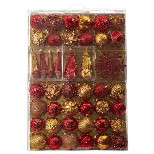 Juego de 52 cajas de adornos navideños irrompibles para árbol de Navidad, de 80 mm a 150 mm, con bandeja reutilizable